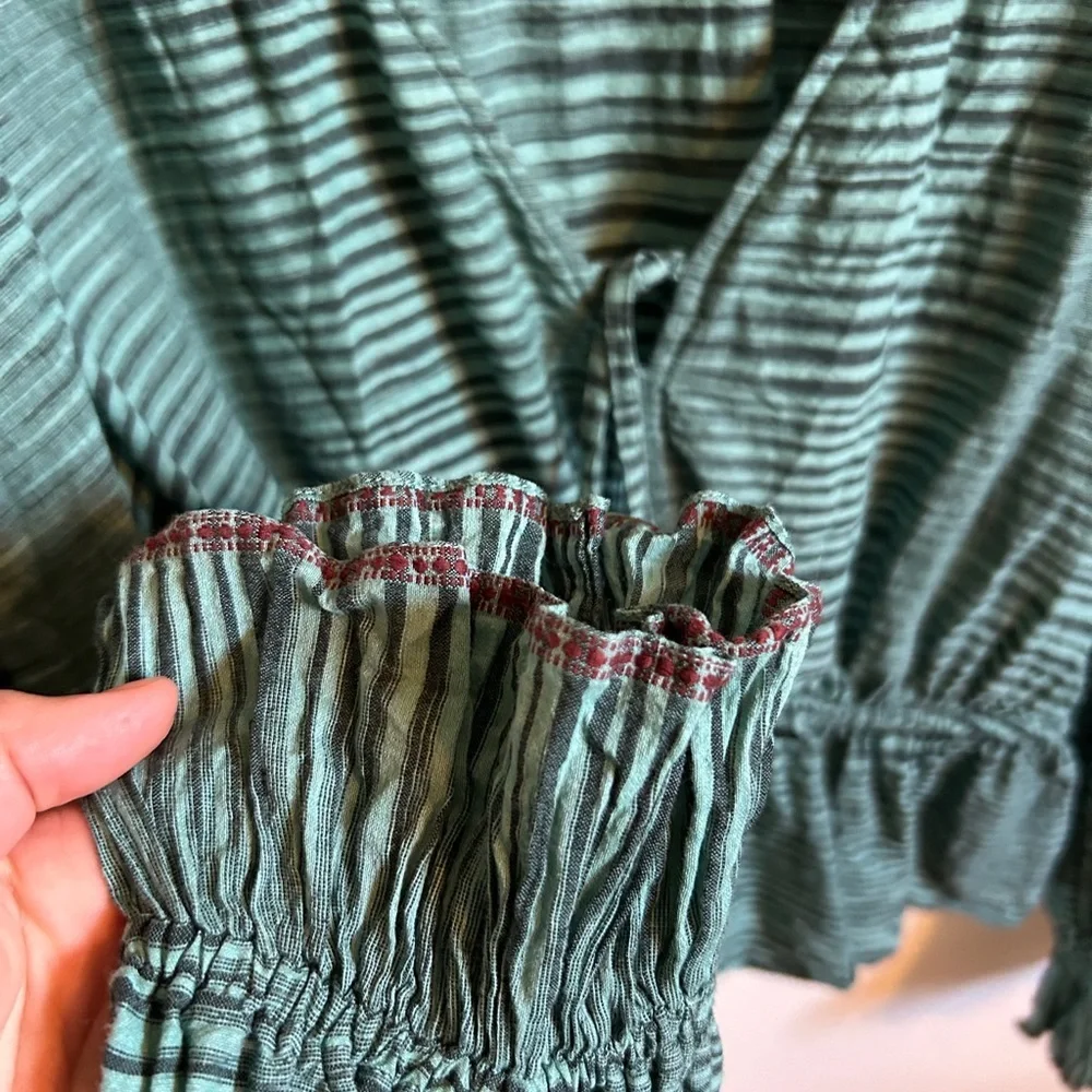 ULLA JOHNSON Ophelia Gathered Striped Cotton-Voile Peplum Blouse